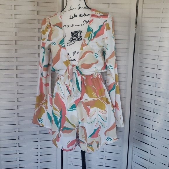 Roxy Pants - Roxy new floral long wide sleeves waist tie jumper XS